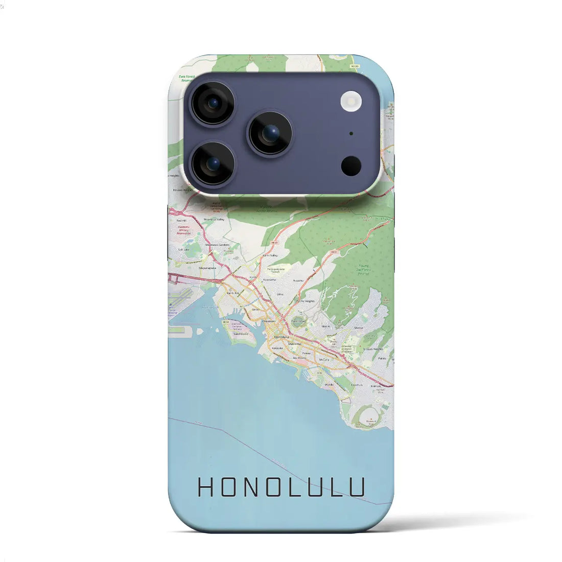 【ホノルル(アメリカ)】地図柄iPhoneケース(バックカバータイプ)ブラック・iPhone 17 Pro Max 用