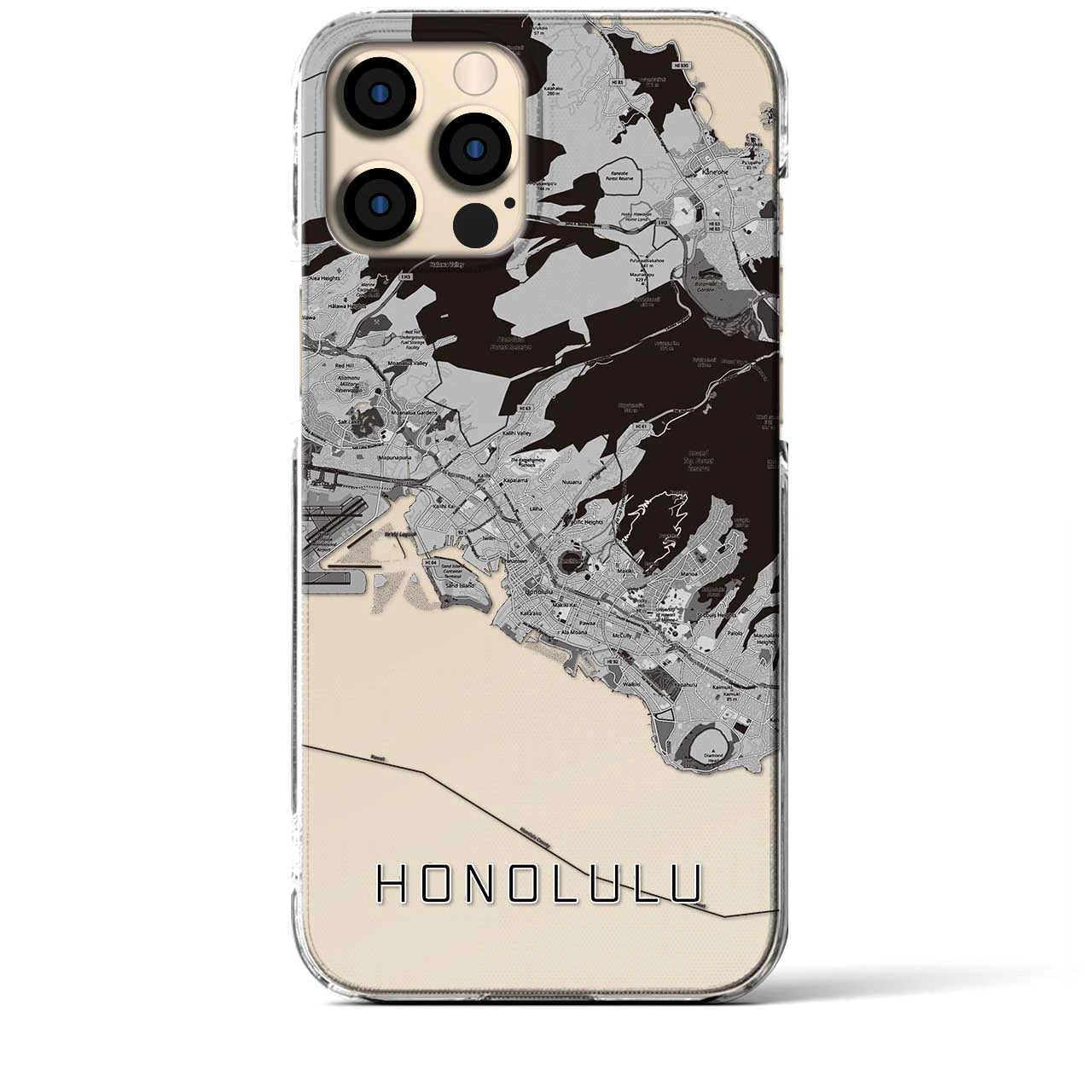 【ホノルル（アメリカ）】地図柄iPhoneケース（クリアタイプ）
