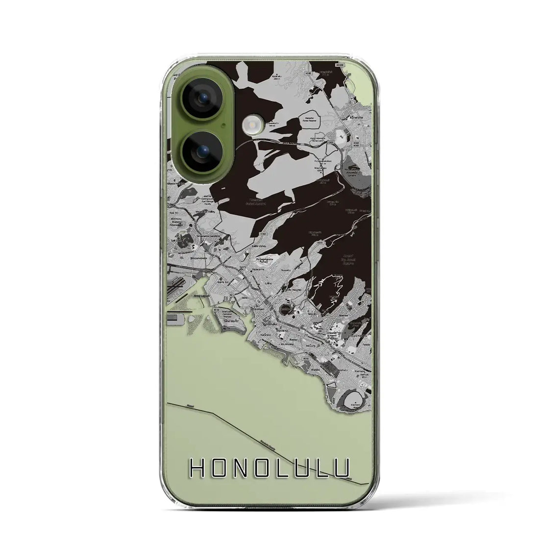 【ホノルル（アメリカ）】地図柄iPhoneケース（クリアタイプ）モノトーン・iPhone 17 Pro Max 用
