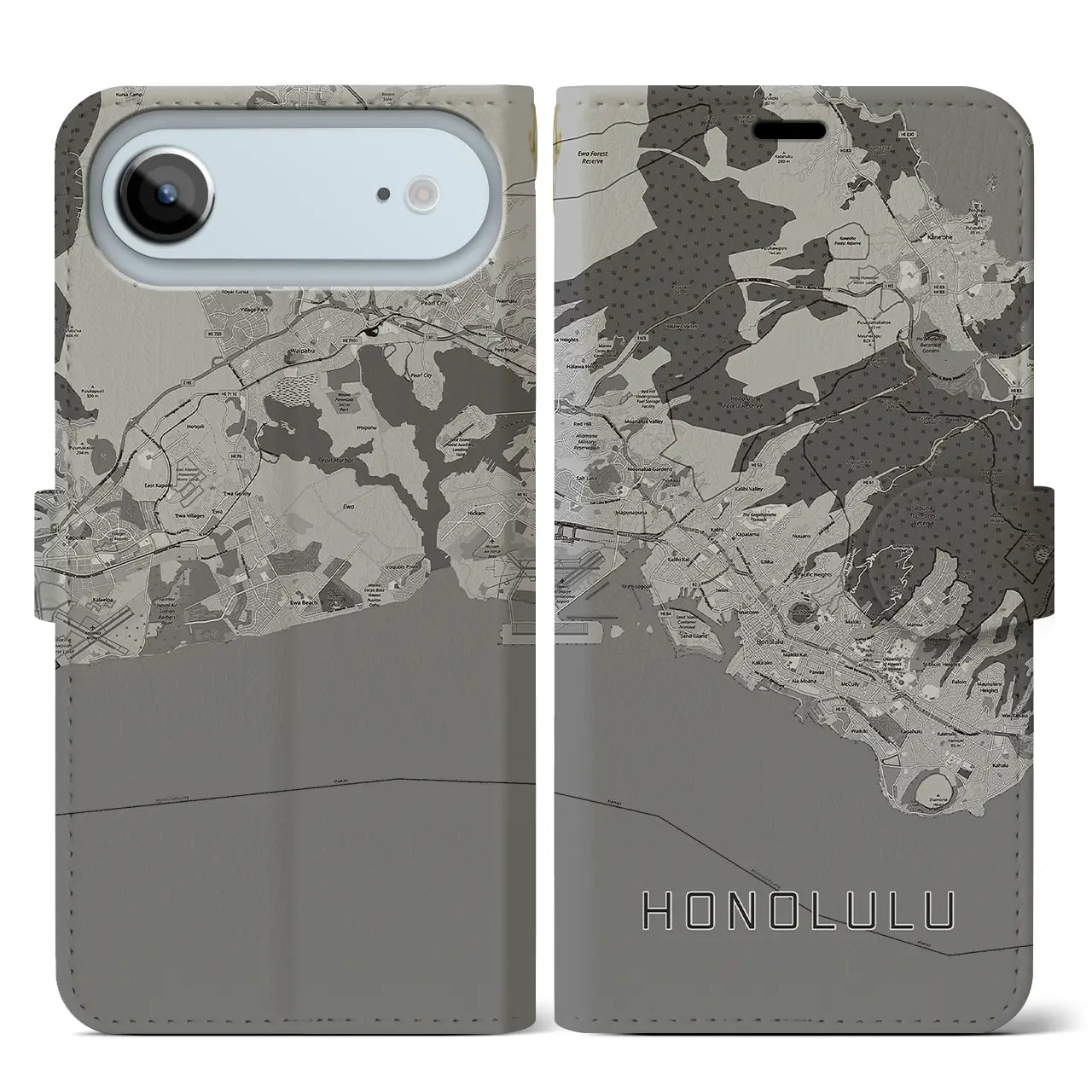 【ホノルル（アメリカ）】地図柄iPhoneケース（手帳タイプ）