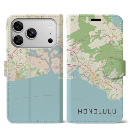 【ホノルル（アメリカ）】地図柄iPhoneケース（手帳タイプ）
