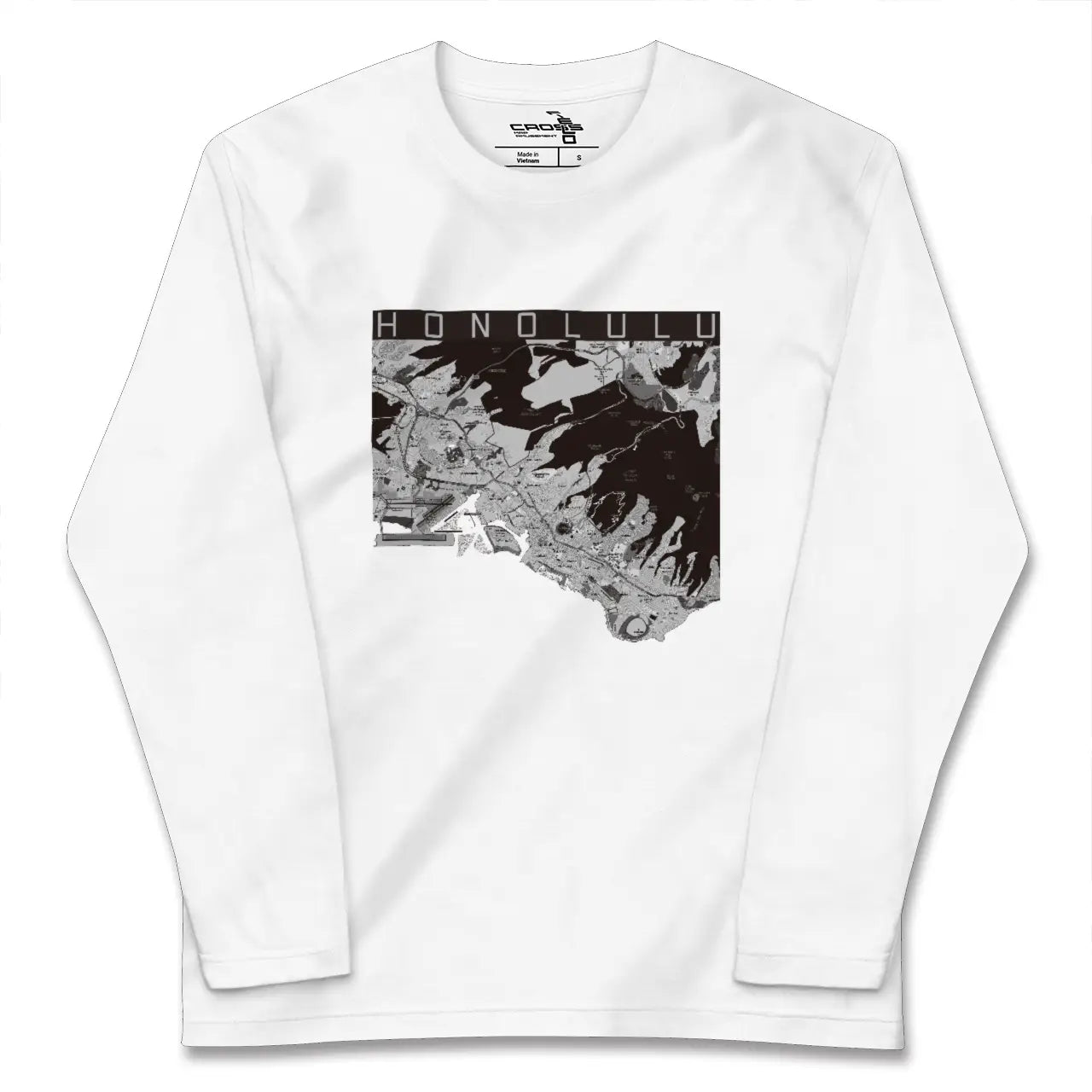 【ホノルル（アメリカ）】地図柄ロングスリーブTシャツ
