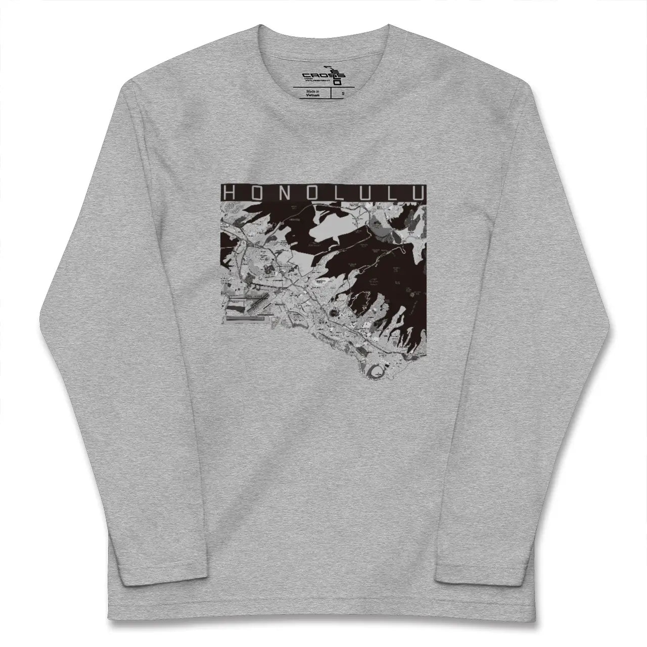 【ホノルル（アメリカ）】地図柄ロングスリーブTシャツ