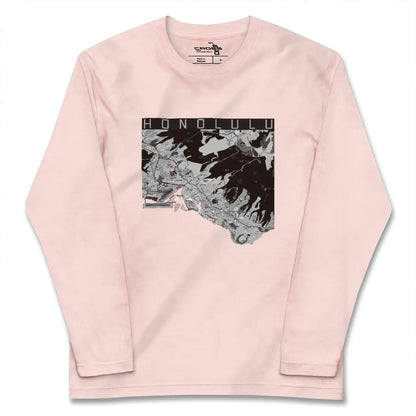 【ホノルル（アメリカ）】地図柄ロングスリーブTシャツ