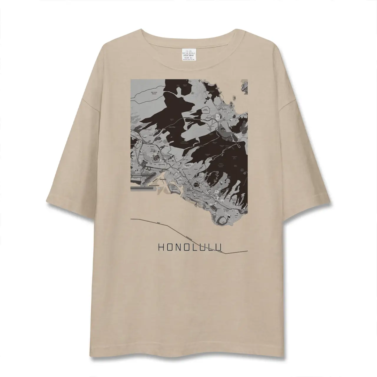 【ホノルル（アメリカ）】地図柄ビッグシルエットTシャツ
