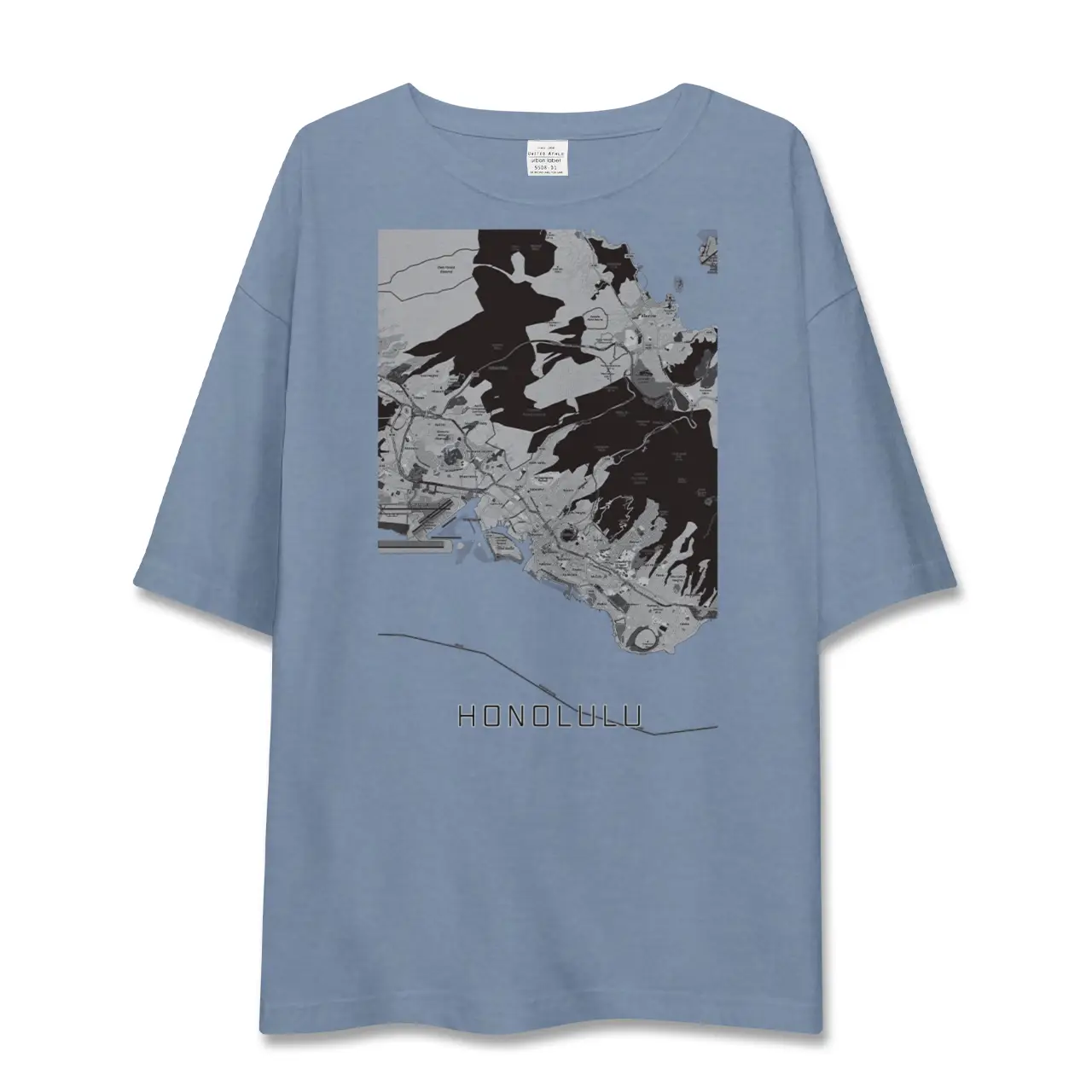 【ホノルル（アメリカ）】地図柄ビッグシルエットTシャツ