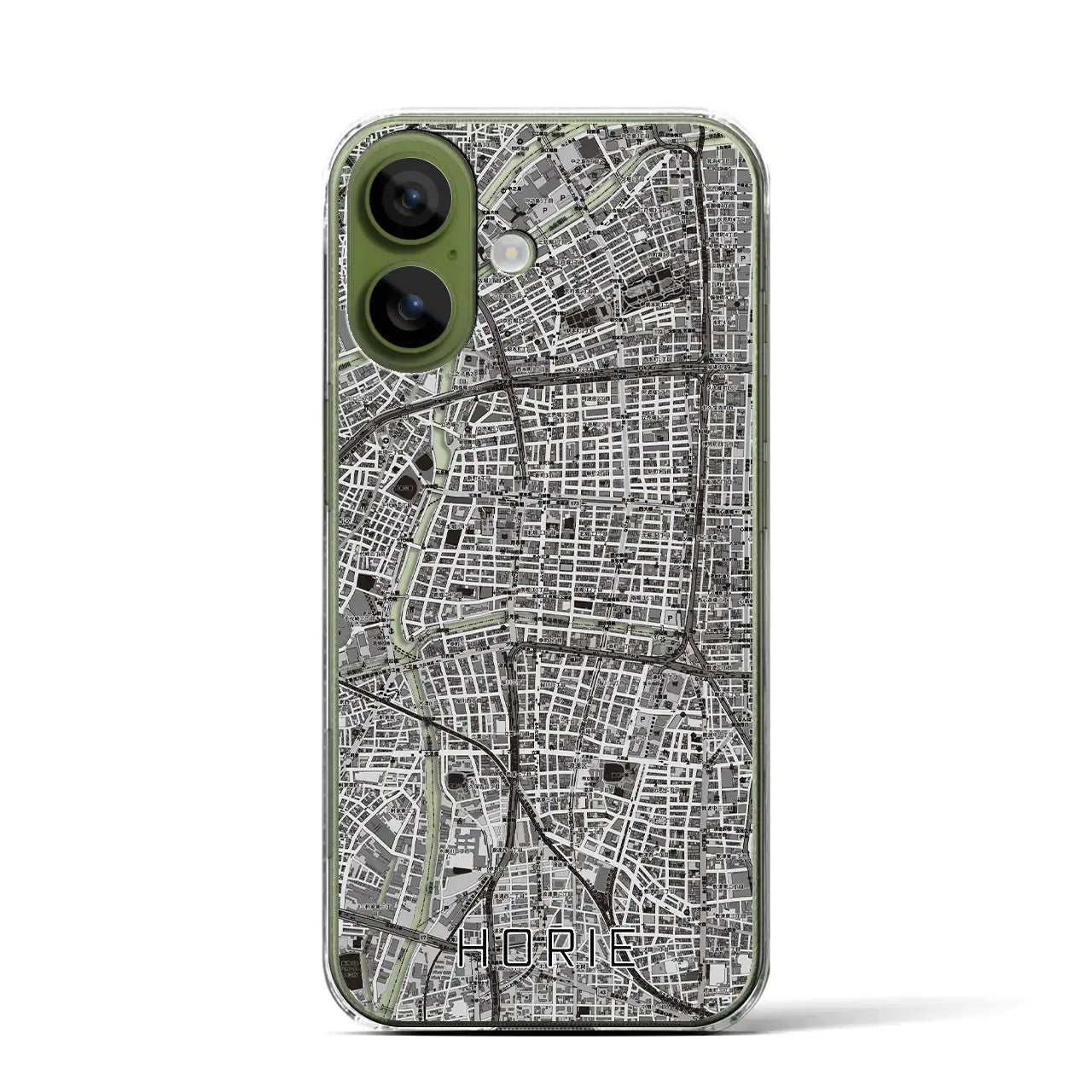 【堀江（大阪府）】地図柄iPhoneケース（クリアタイプ）