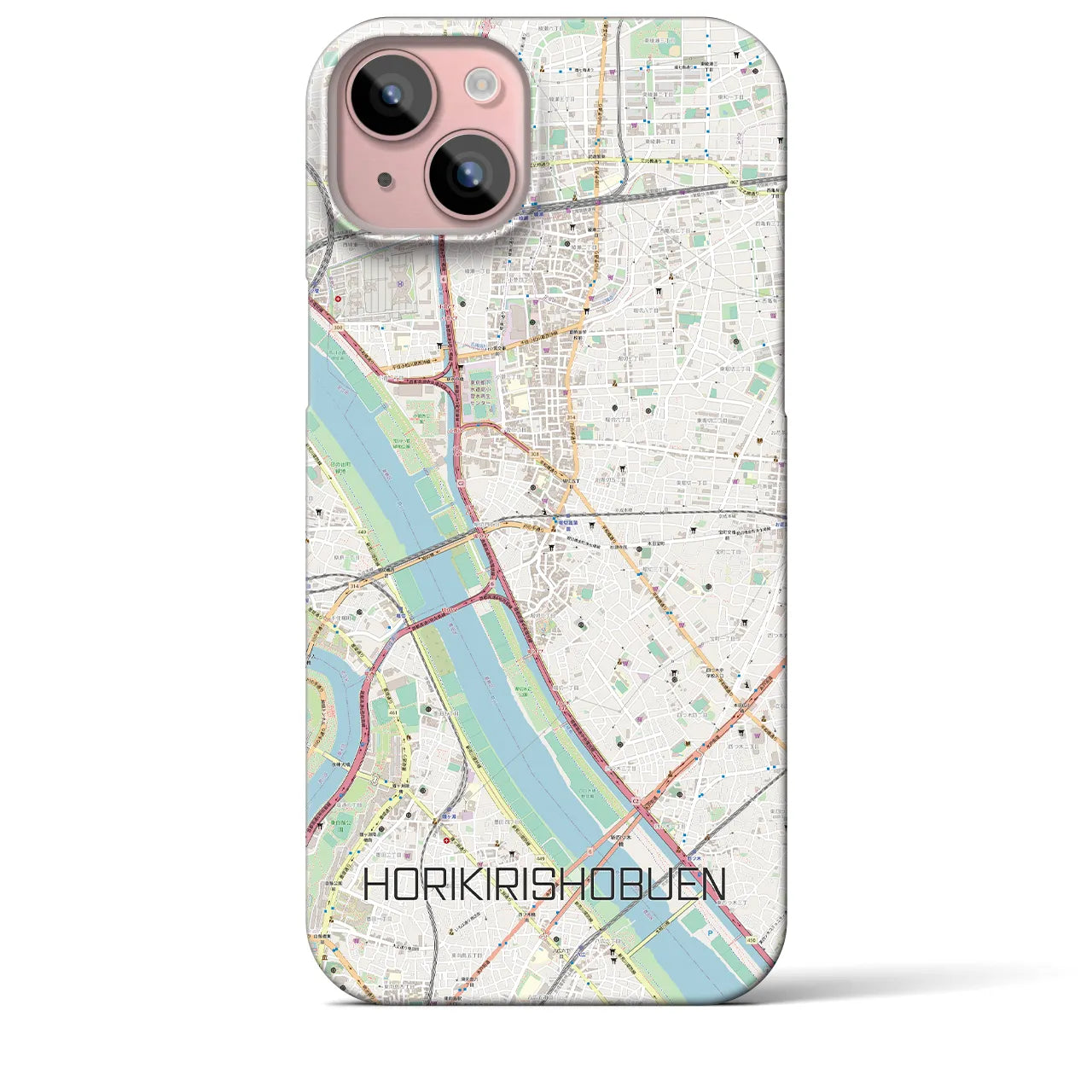 【堀切菖蒲園（東京都）】地図柄iPhoneケース（バックカバータイプ）