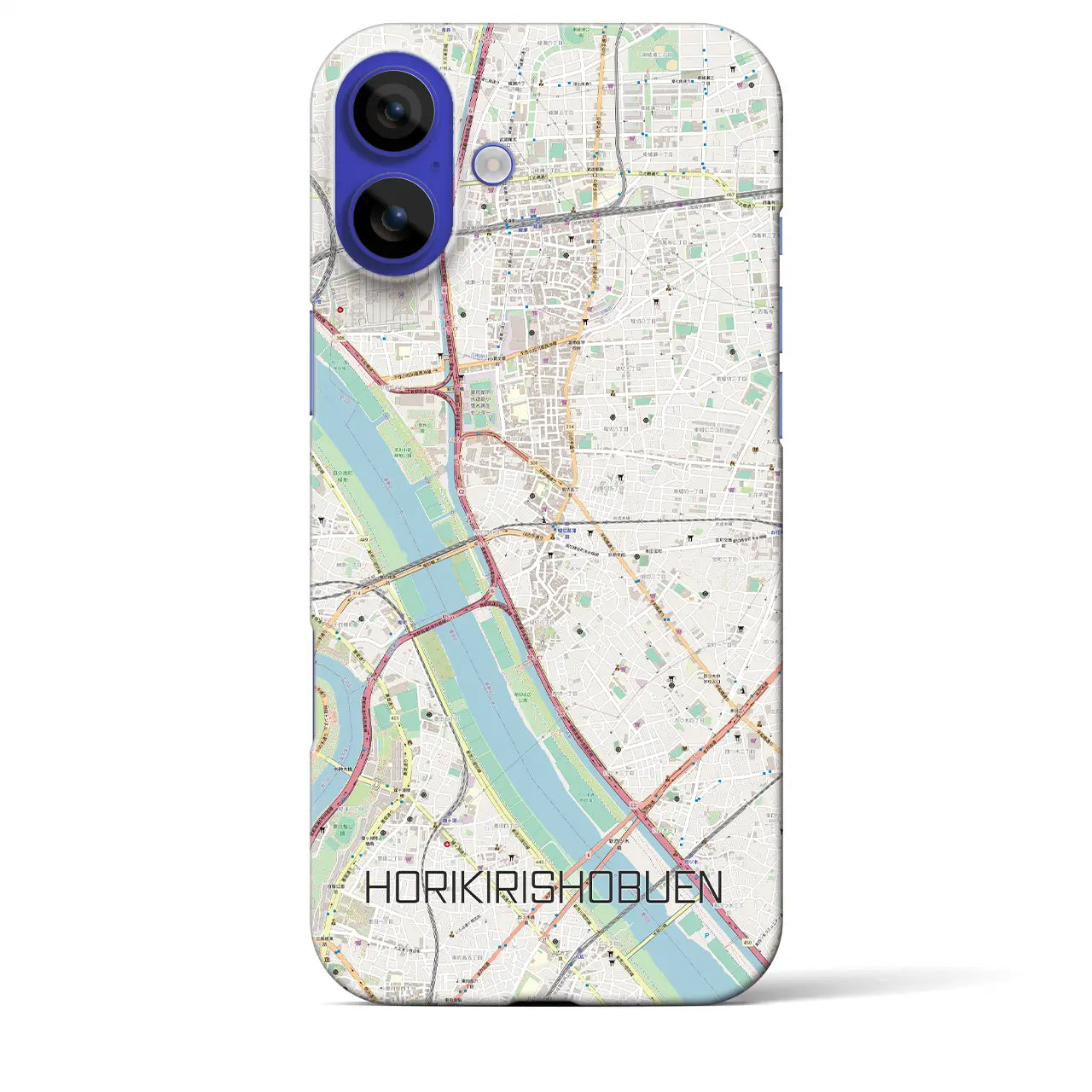 【堀切菖蒲園（東京都）】地図柄iPhoneケース（バックカバータイプ）