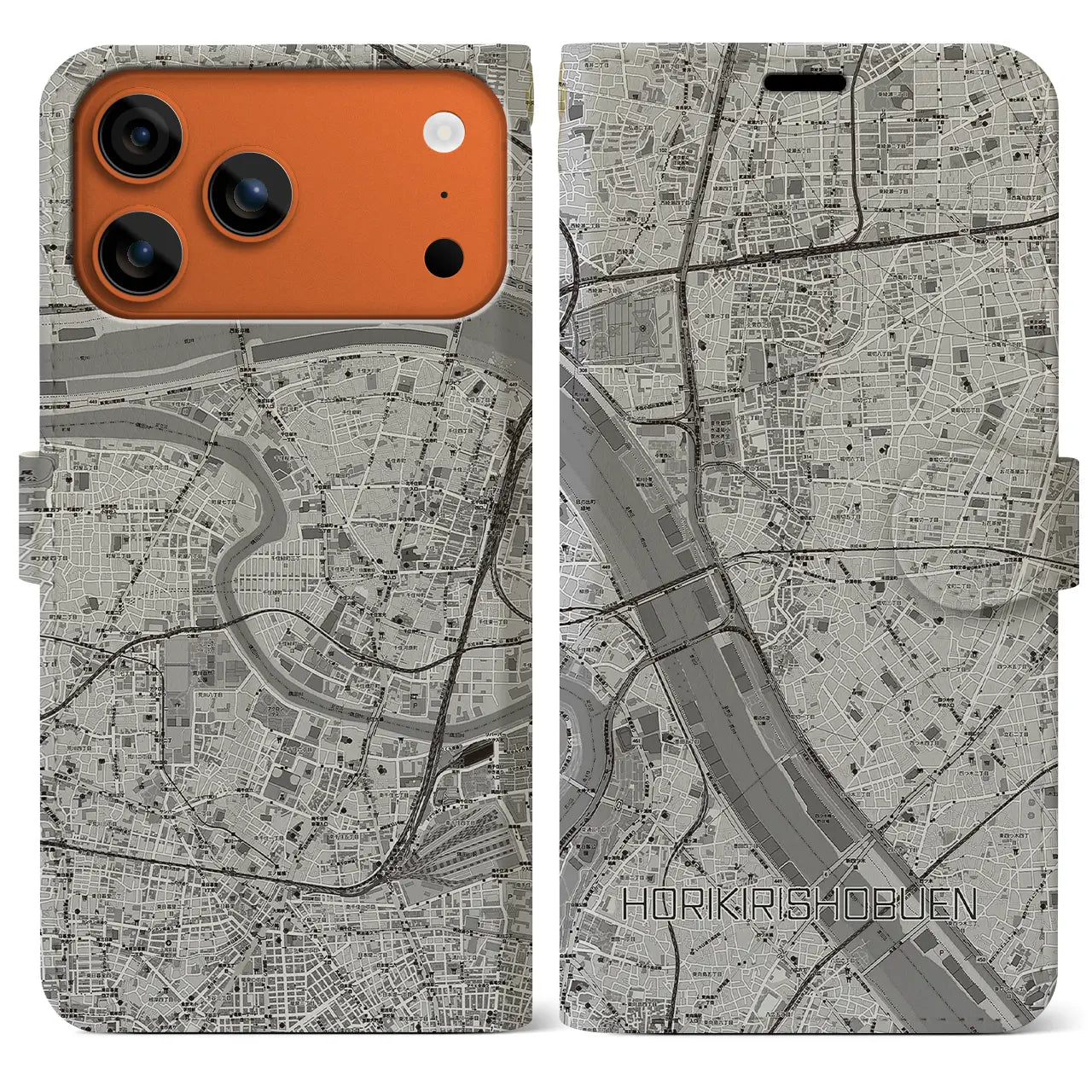 【堀切菖蒲園（東京都）】地図柄iPhoneケース（手帳タイプ）