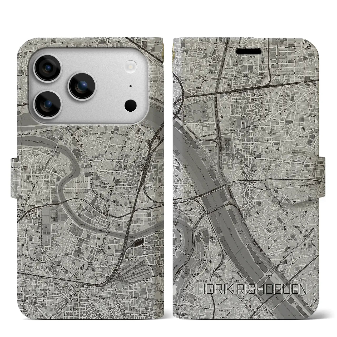 【堀切菖蒲園（東京都）】地図柄iPhoneケース（手帳タイプ）