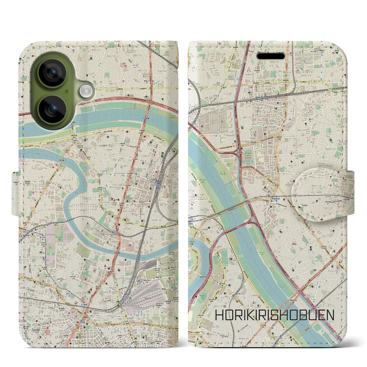 【堀切菖蒲園（東京都）】地図柄iPhoneケース（手帳タイプ）