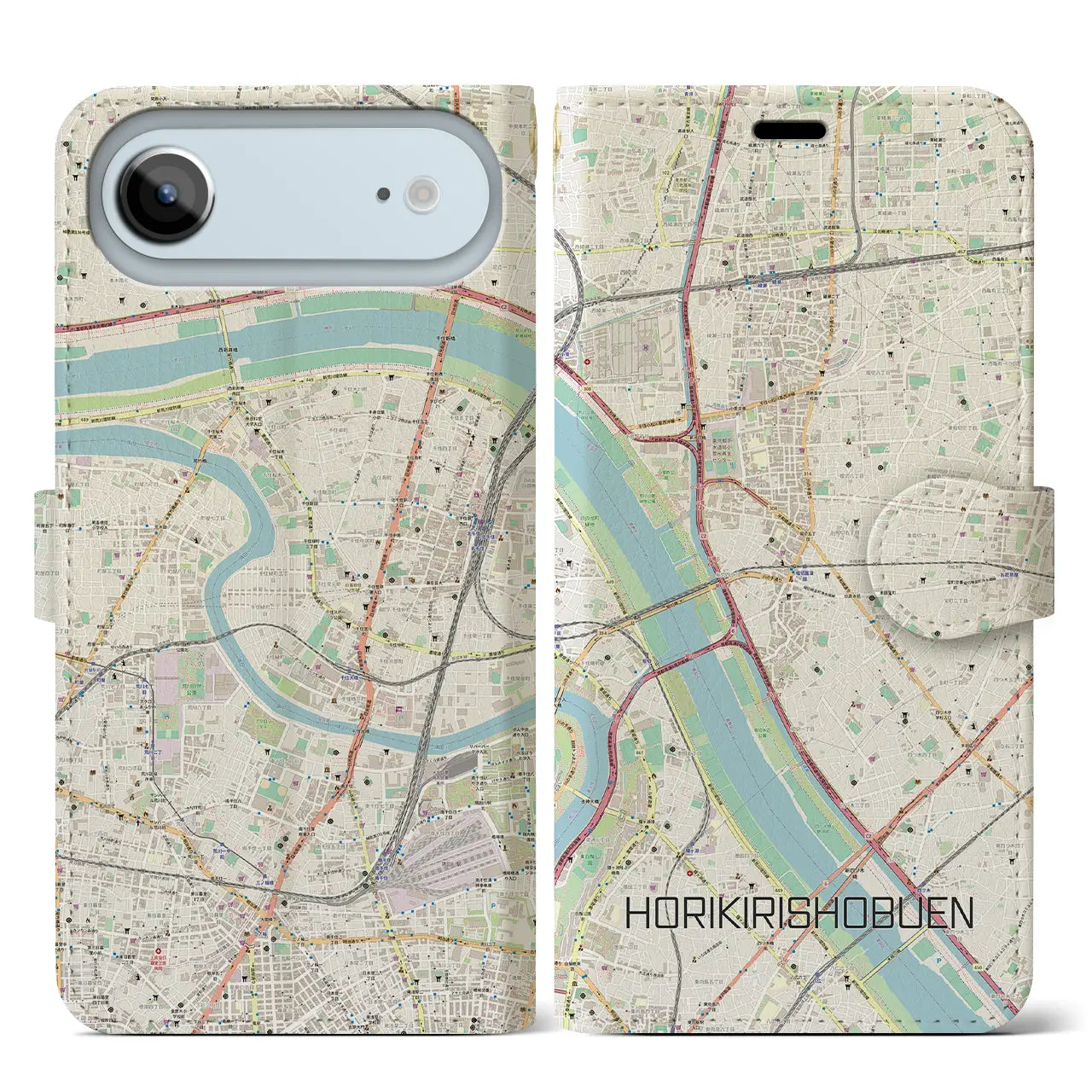 【堀切菖蒲園（東京都）】地図柄iPhoneケース（手帳タイプ）