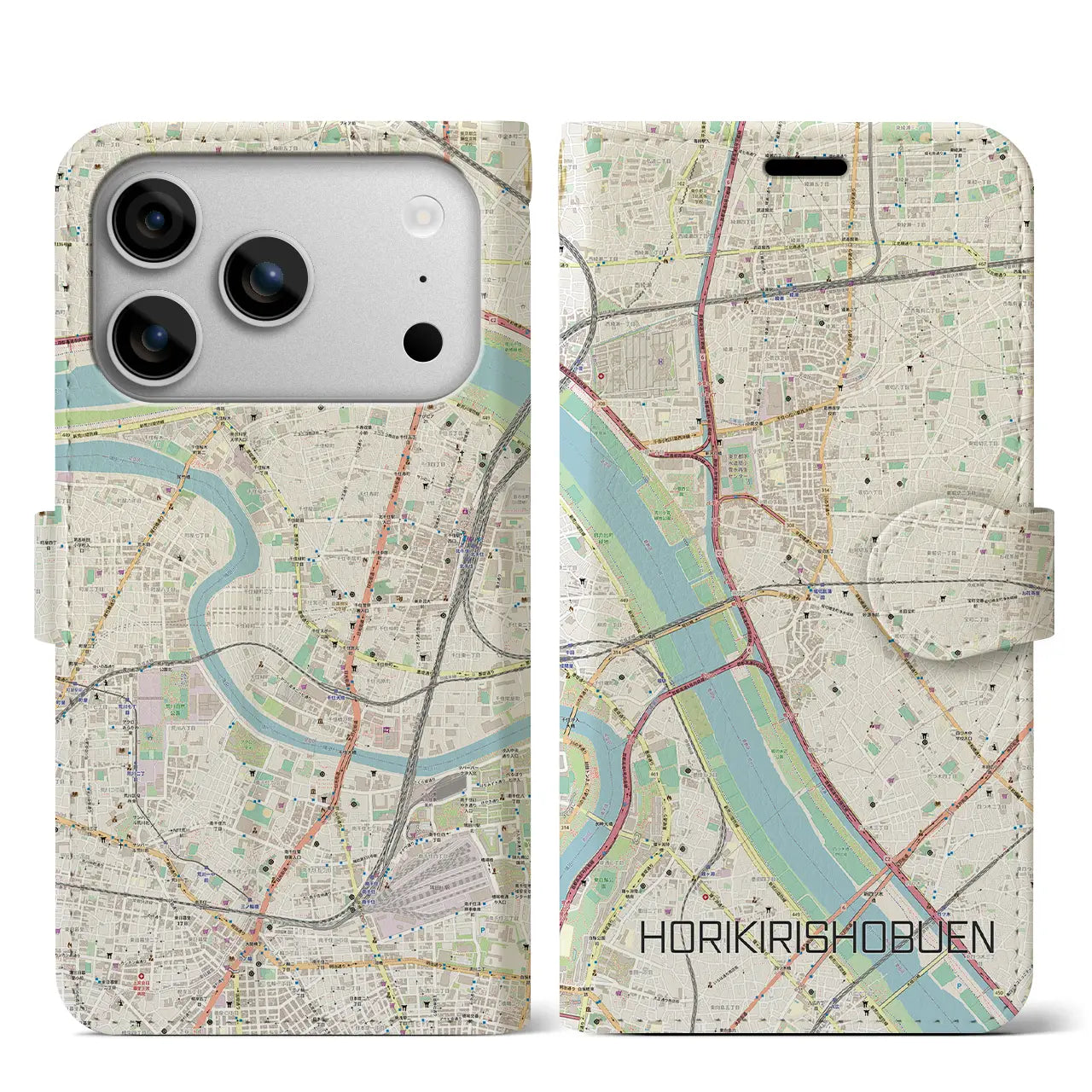 【堀切菖蒲園（東京都）】地図柄iPhoneケース（手帳タイプ）