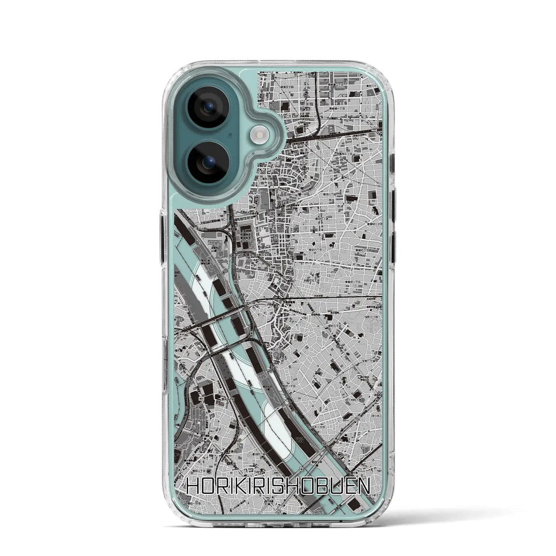 【堀切菖蒲園(東京都)】地図柄iPhoneケース(MagSafeタイプ)モノトーン・iPhone 16 Pro 用