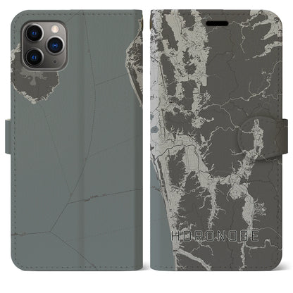 【幌延（北海道）】地図柄iPhoneケース（手帳タイプ）モノトーン・iPhone 11 Pro Max 用