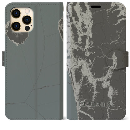 【幌延（北海道）】地図柄iPhoneケース（手帳タイプ）モノトーン・iPhone 12 Pro Max 用