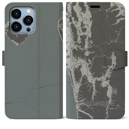 【幌延（北海道）】地図柄iPhoneケース（手帳タイプ）モノトーン・iPhone 13 Pro Max 用