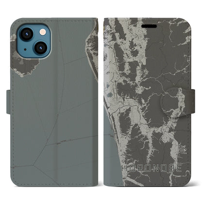 【幌延（北海道）】地図柄iPhoneケース（手帳タイプ）モノトーン・iPhone 13 用