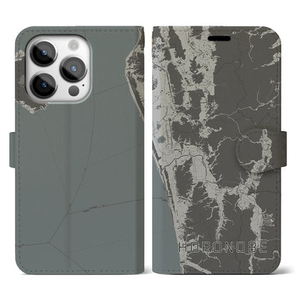 【幌延（北海道）】地図柄iPhoneケース（手帳タイプ）モノトーン・iPhone 14 Pro 用