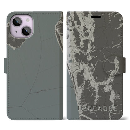【幌延（北海道）】地図柄iPhoneケース（手帳タイプ）モノトーン・iPhone 14 用