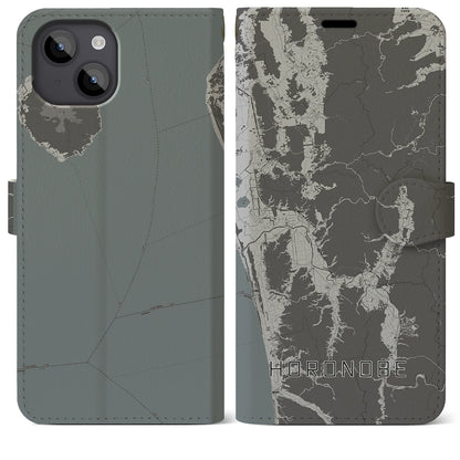 【幌延（北海道）】地図柄iPhoneケース（手帳タイプ）モノトーン・iPhone 14 Plus 用