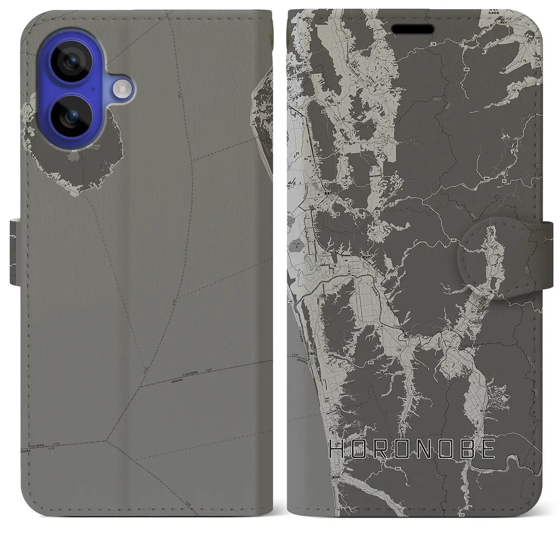 【幌延(北海道)】地図柄iPhoneケース(手帳タイプ)モノトーン・iPhone 16 Pro Max 用