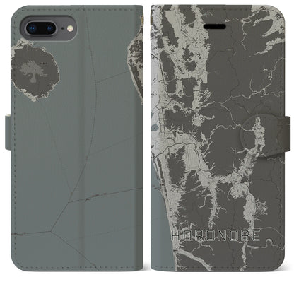 【幌延（北海道）】地図柄iPhoneケース（手帳タイプ）モノトーン・iPhone 8Plus /7Plus / 6sPlus / 6Plus 用