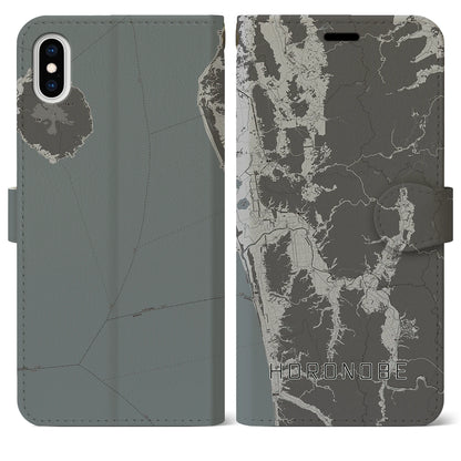 【幌延（北海道）】地図柄iPhoneケース（手帳タイプ）モノトーン・iPhone XS Max 用