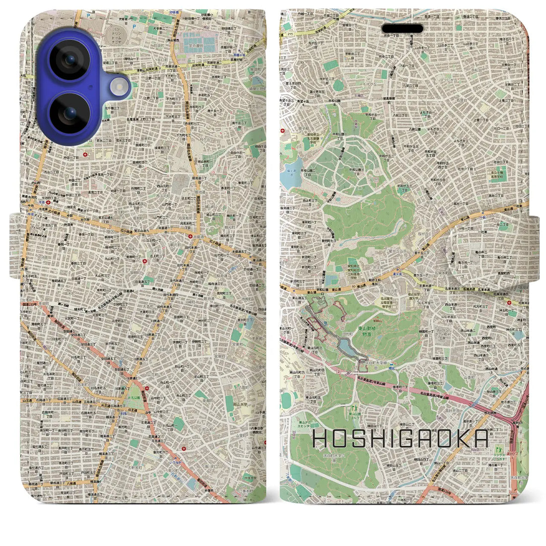 【星ヶ丘(愛知県)】地図柄iPhoneケース(手帳タイプ)モノトーン・iPhone 16 Pro Max 用