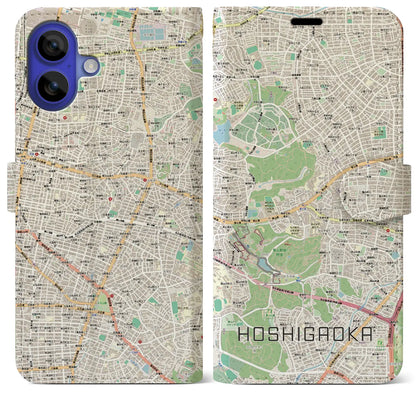 【星ヶ丘（愛知県）】地図柄iPhoneケース（手帳タイプ）モノトーン・iPhone 16 Pro Max 用