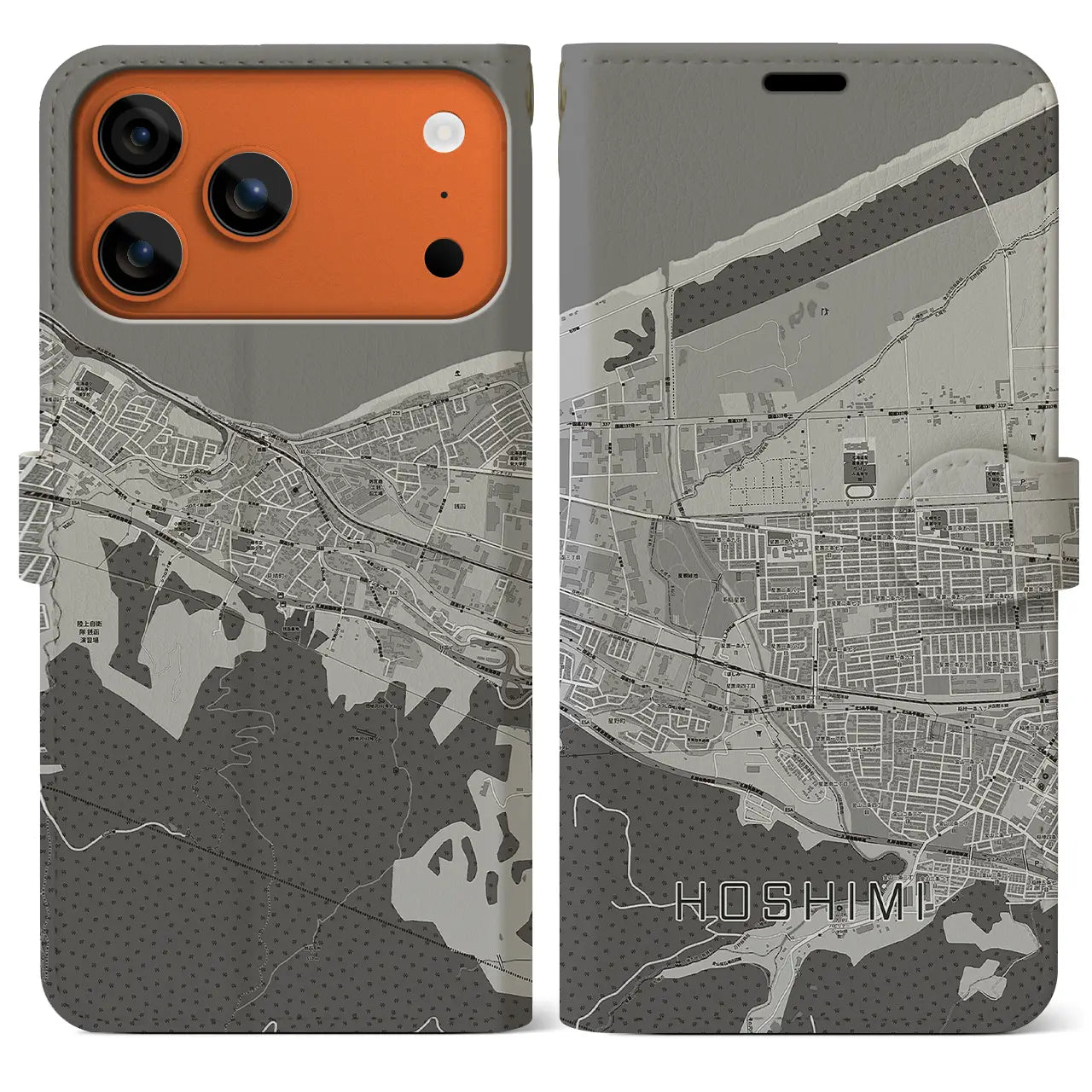 【ほしみ（北海道）】地図柄iPhoneケース（手帳タイプ）