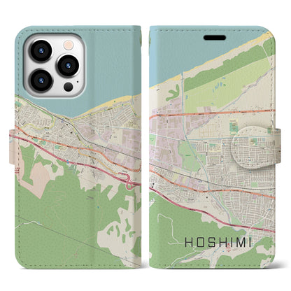 【ほしみ（北海道）】地図柄iPhoneケース（手帳タイプ）ナチュラル・iPhone 13 Pro 用