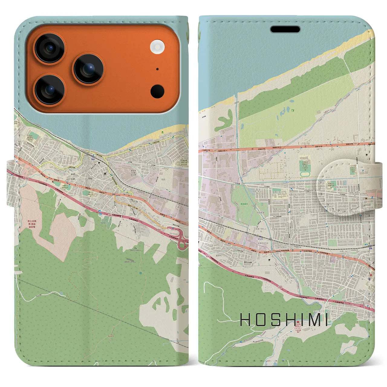 【ほしみ（北海道）】地図柄iPhoneケース（手帳タイプ）
