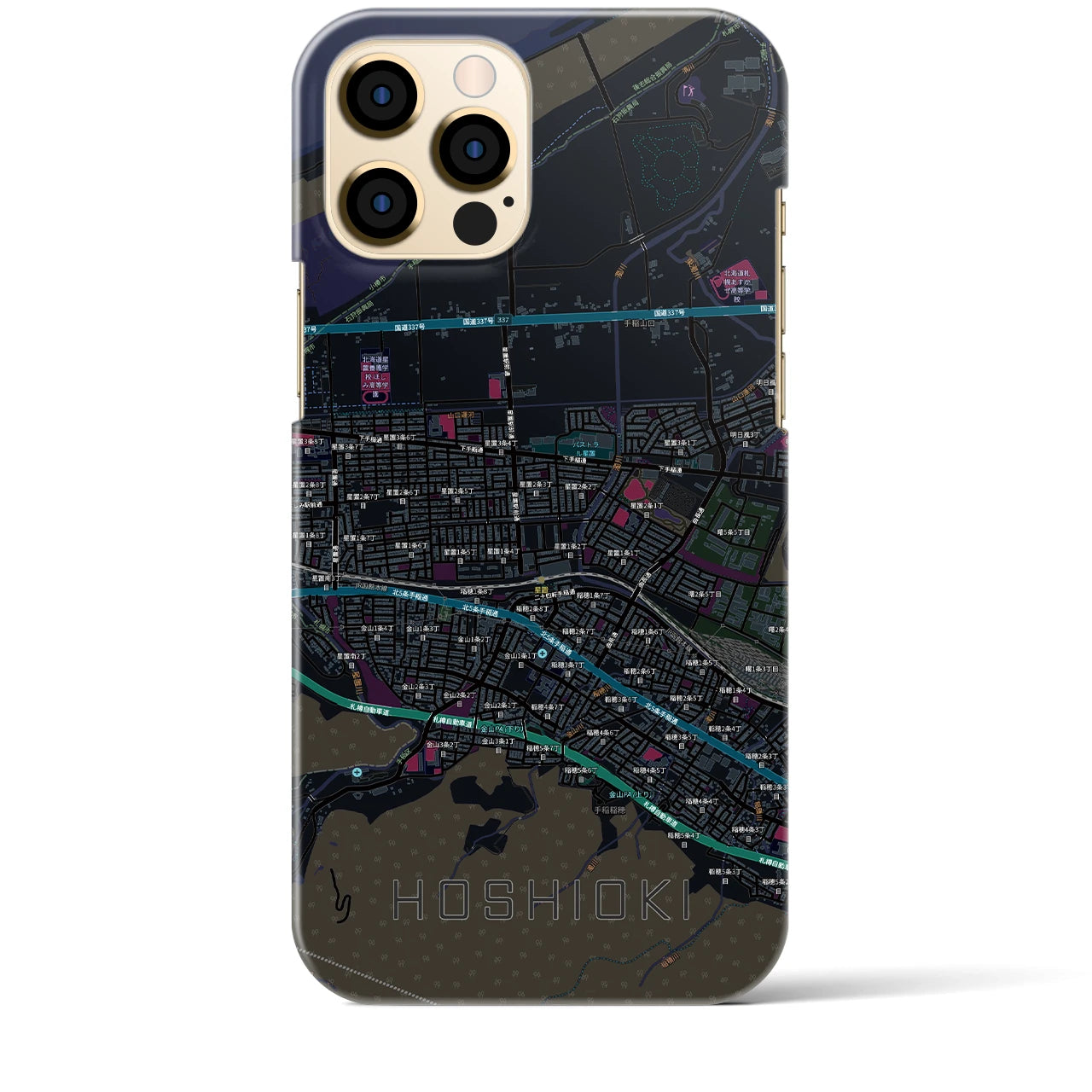 【星置（北海道）】地図柄iPhoneケース（バックカバータイプ）