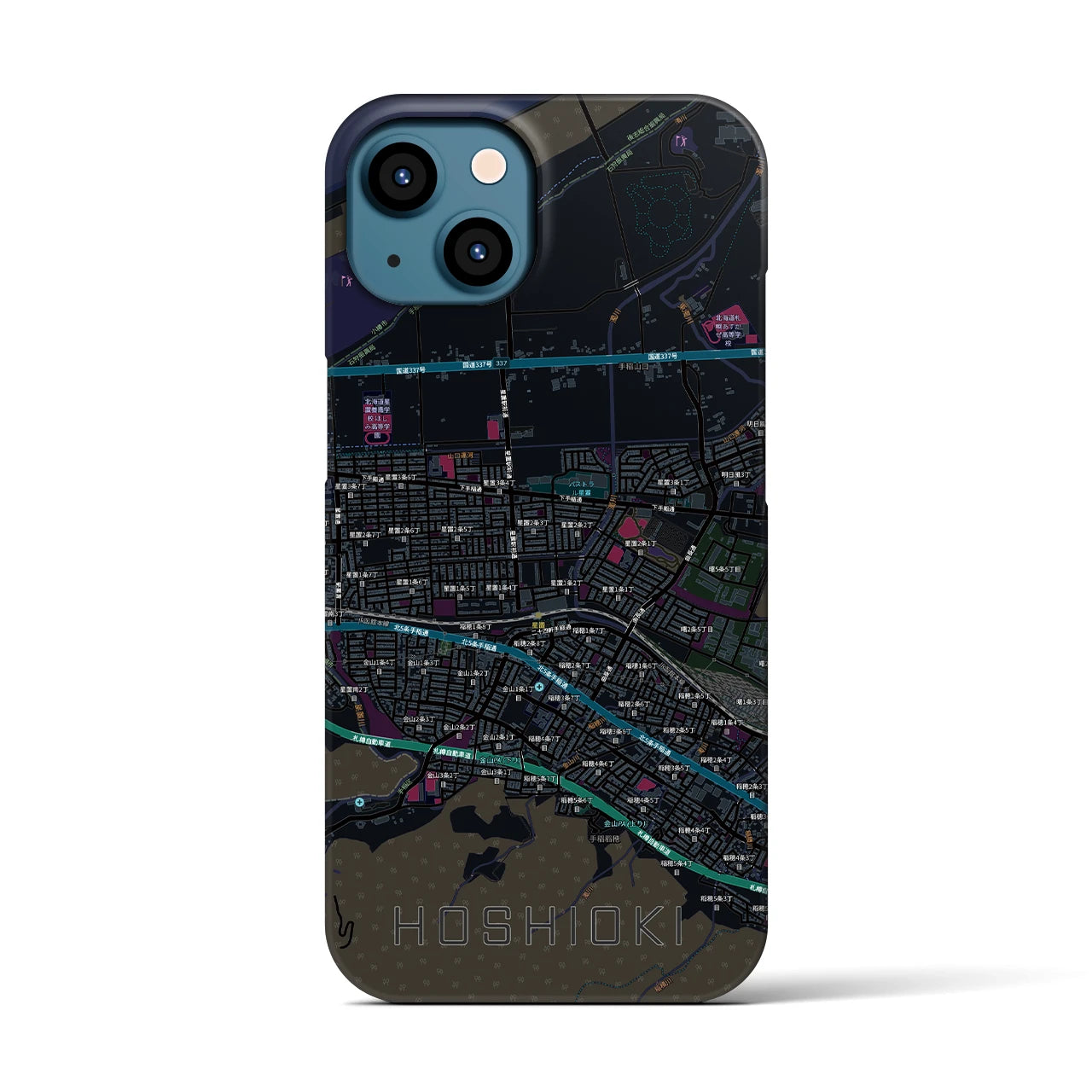 【星置（北海道）】地図柄iPhoneケース（バックカバータイプ）