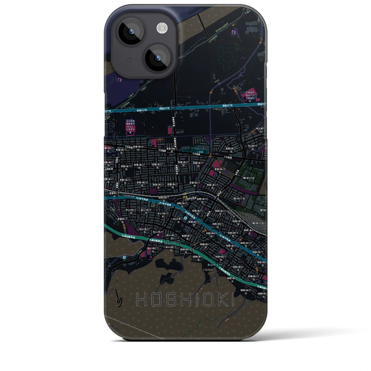 【星置（北海道）】地図柄iPhoneケース（バックカバータイプ）