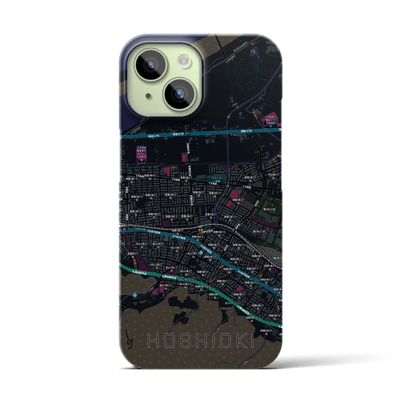 【星置（北海道）】地図柄iPhoneケース（バックカバータイプ）