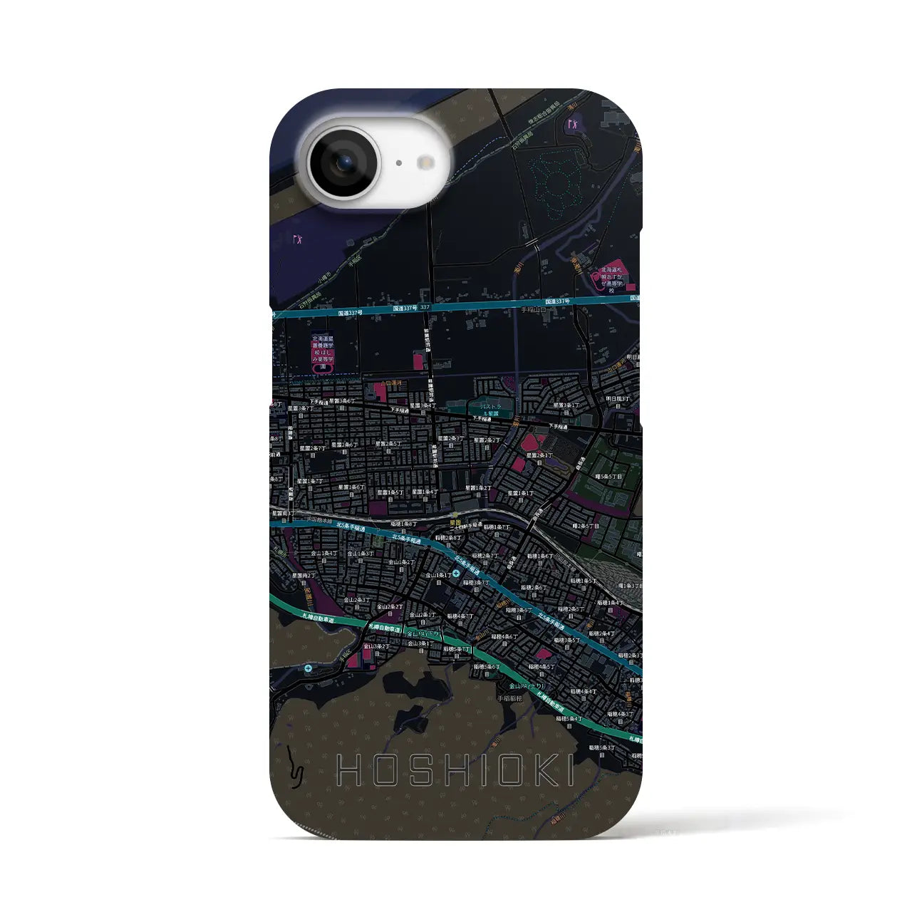 【星置（北海道）】地図柄iPhoneケース（バックカバータイプ）