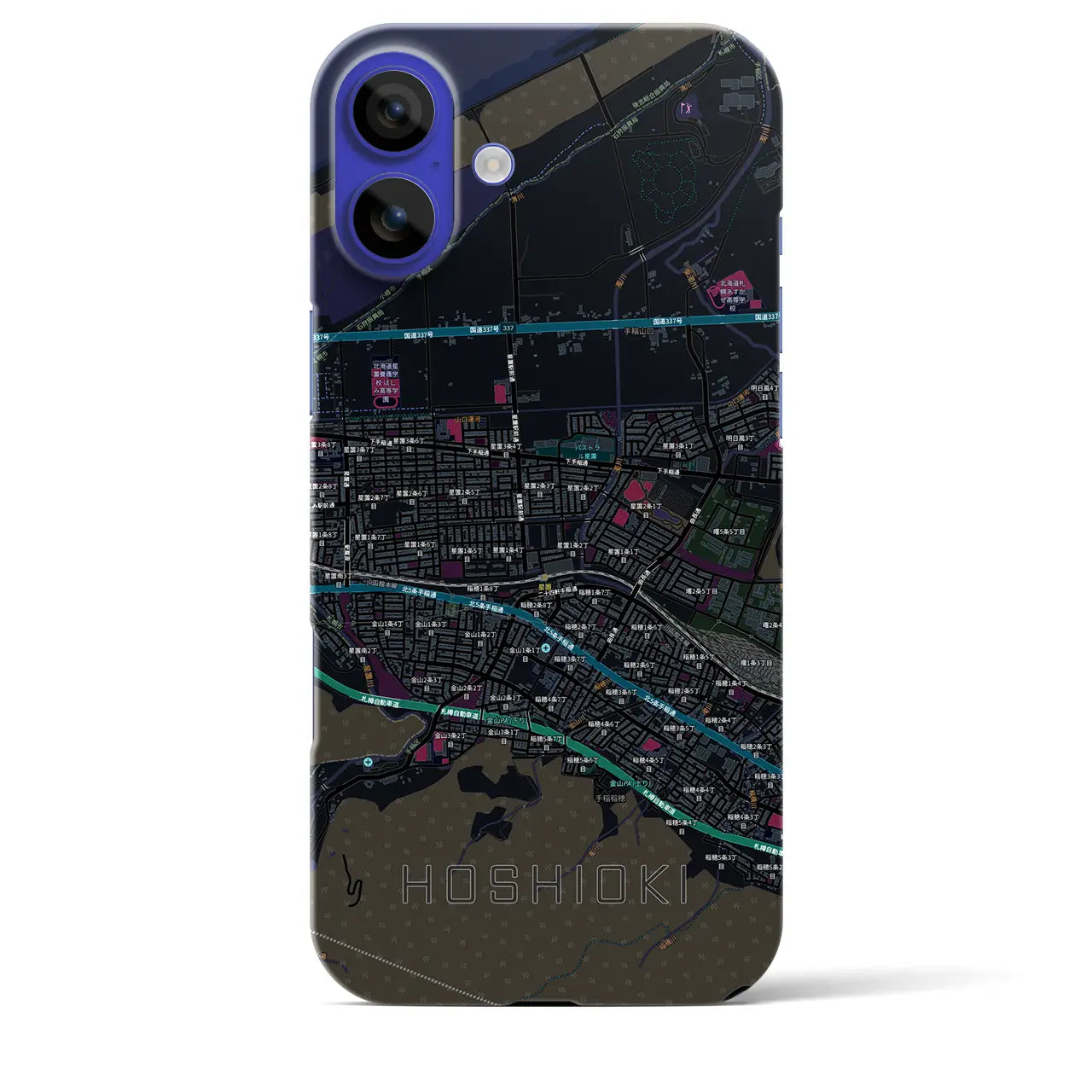 【星置（北海道）】地図柄iPhoneケース（バックカバータイプ）