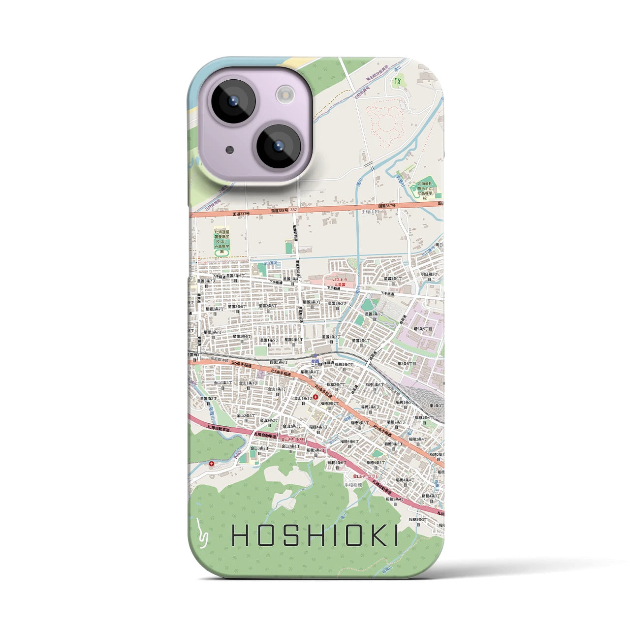 【星置（北海道）】地図柄iPhoneケース（バックカバータイプ）