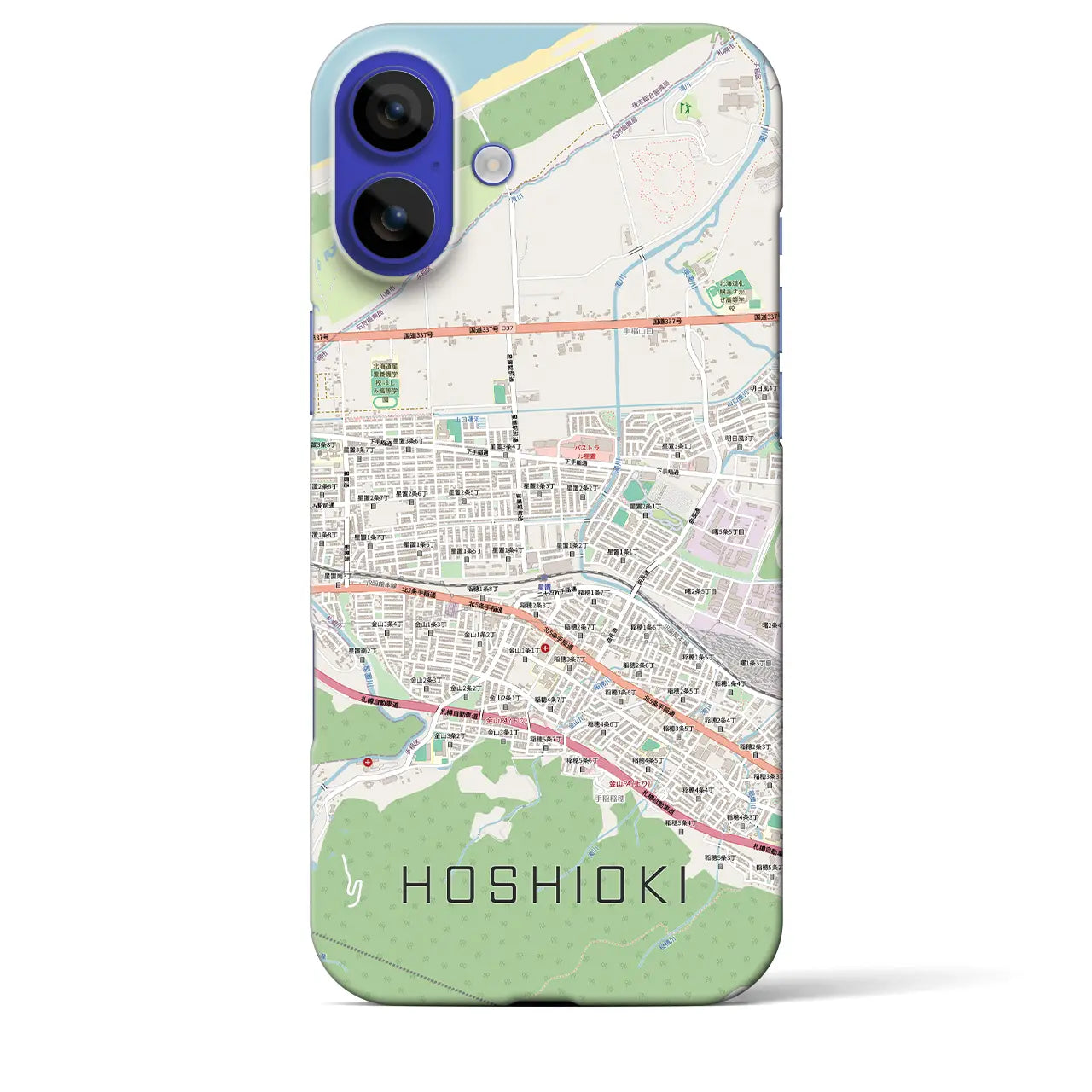 【星置（北海道）】地図柄iPhoneケース（バックカバータイプ）