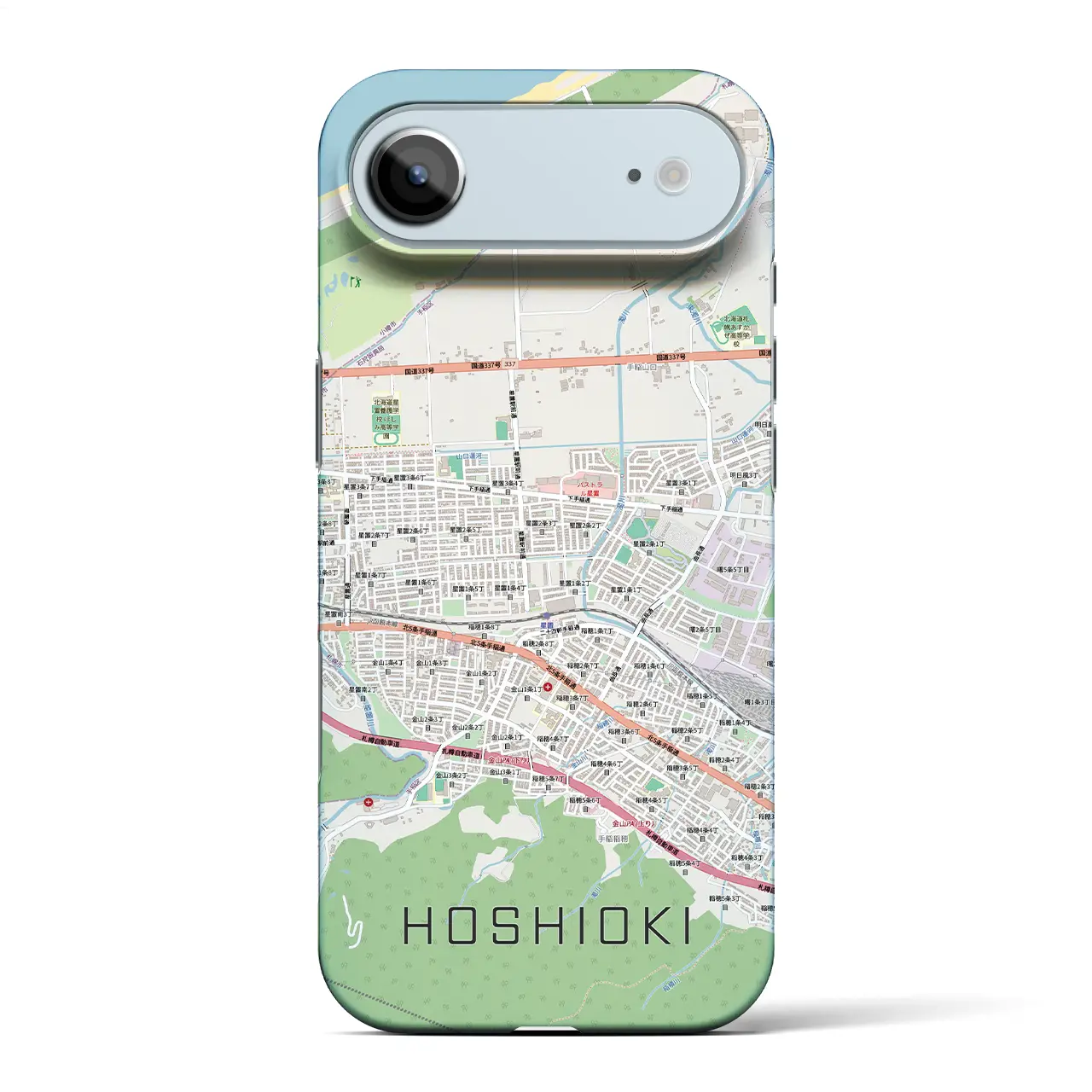 【星置（北海道）】地図柄iPhoneケース（バックカバータイプ）ブラック・iPhone 17 Pro Max 用