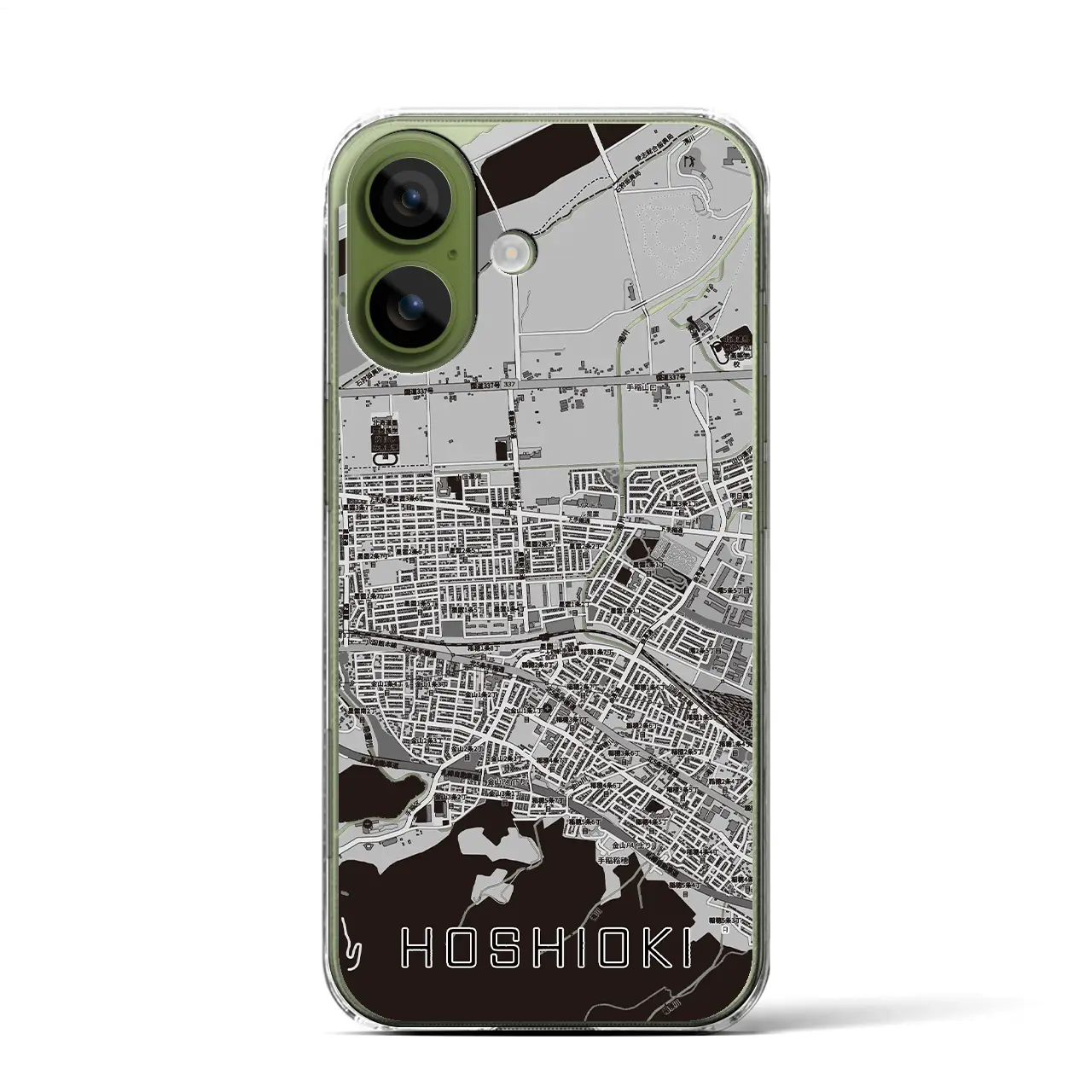 【星置（北海道）】地図柄iPhoneケース（クリアタイプ）モノトーン・iPhone 17 Pro Max 用