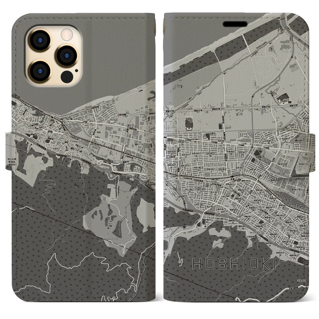 【星置（北海道）】地図柄iPhoneケース（手帳タイプ）