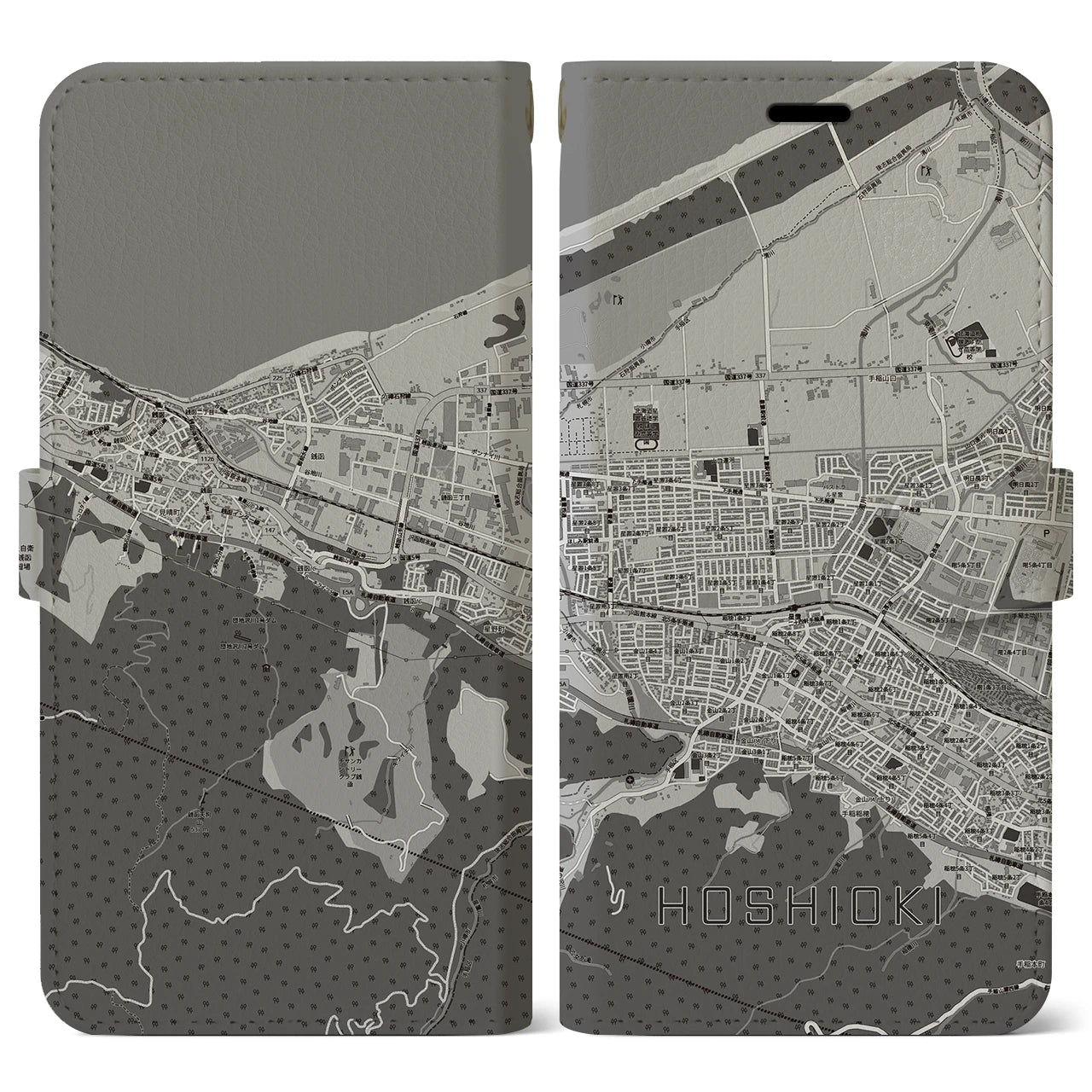 【星置（北海道）】地図柄iPhoneケース（手帳タイプ）