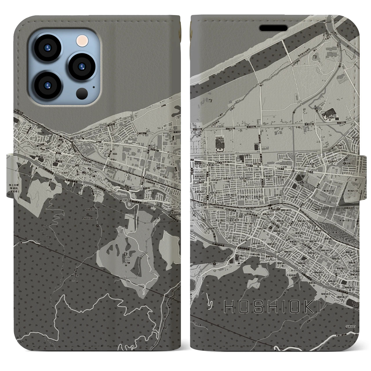 【星置（北海道）】地図柄iPhoneケース（手帳タイプ）