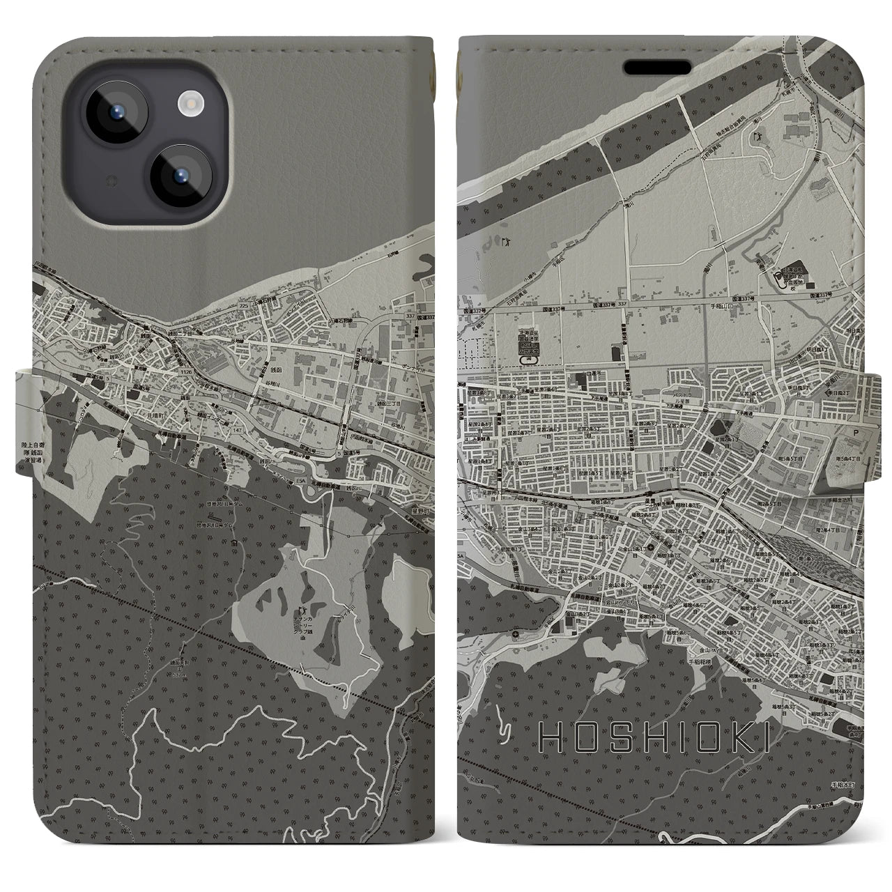 【星置（北海道）】地図柄iPhoneケース（手帳タイプ）