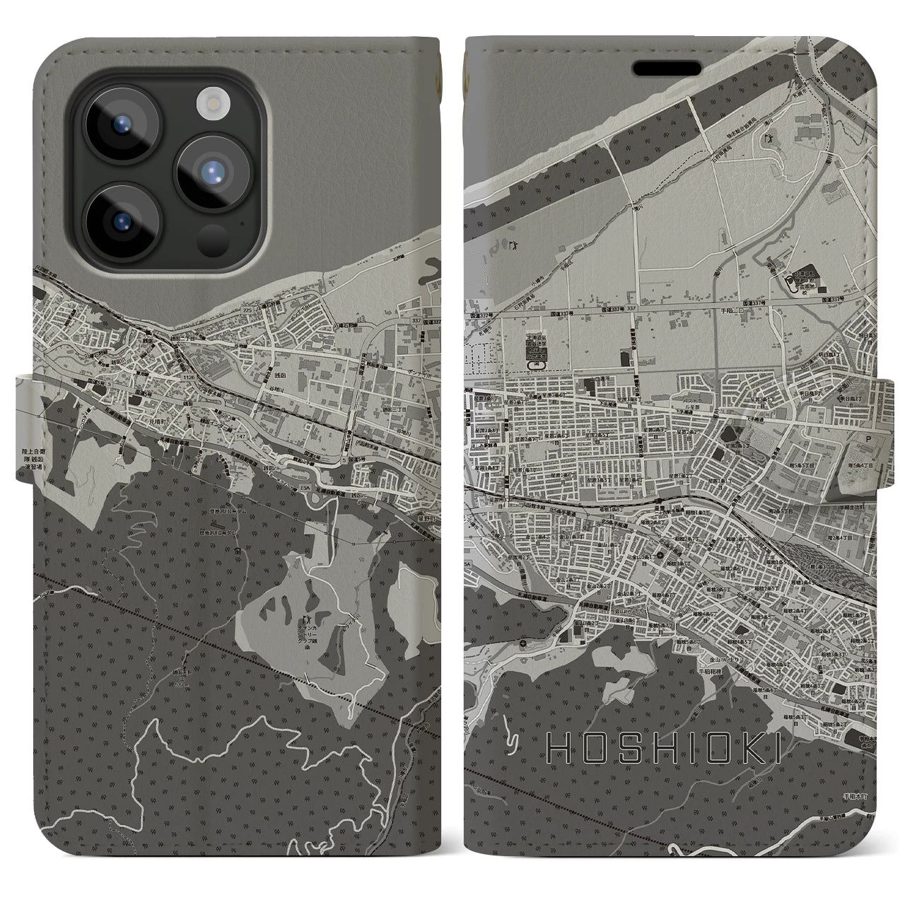 【星置（北海道）】地図柄iPhoneケース（手帳タイプ）