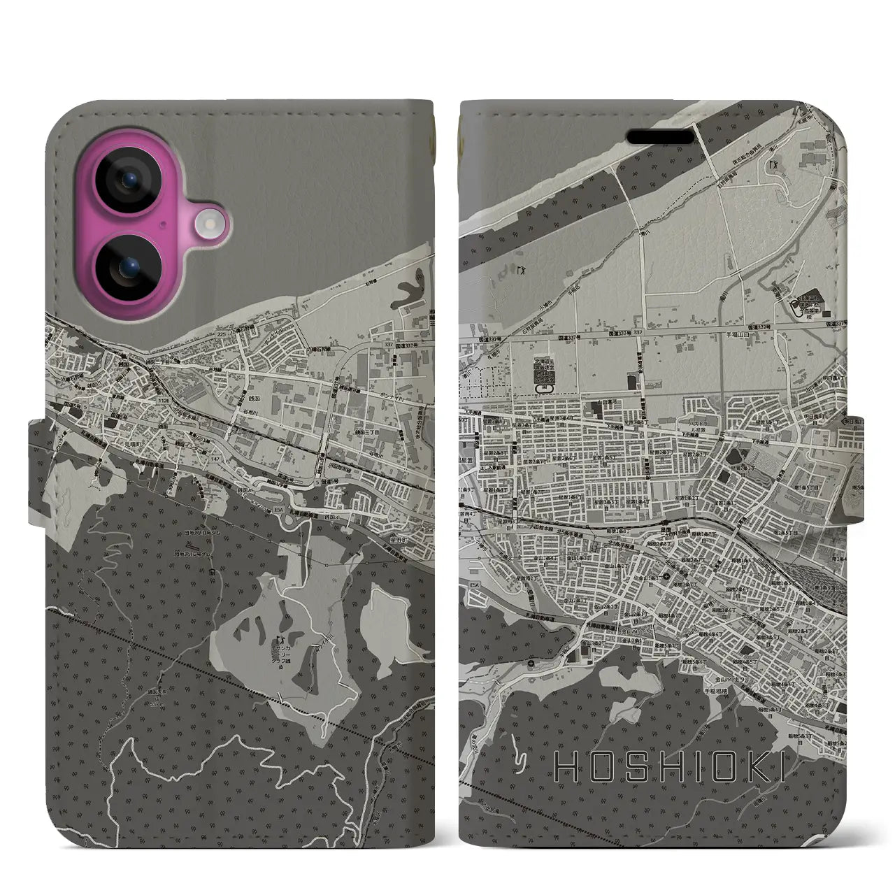 【星置（北海道）】地図柄iPhoneケース（手帳タイプ）